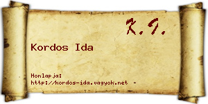 Kordos Ida névjegykártya