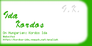 ida kordos business card